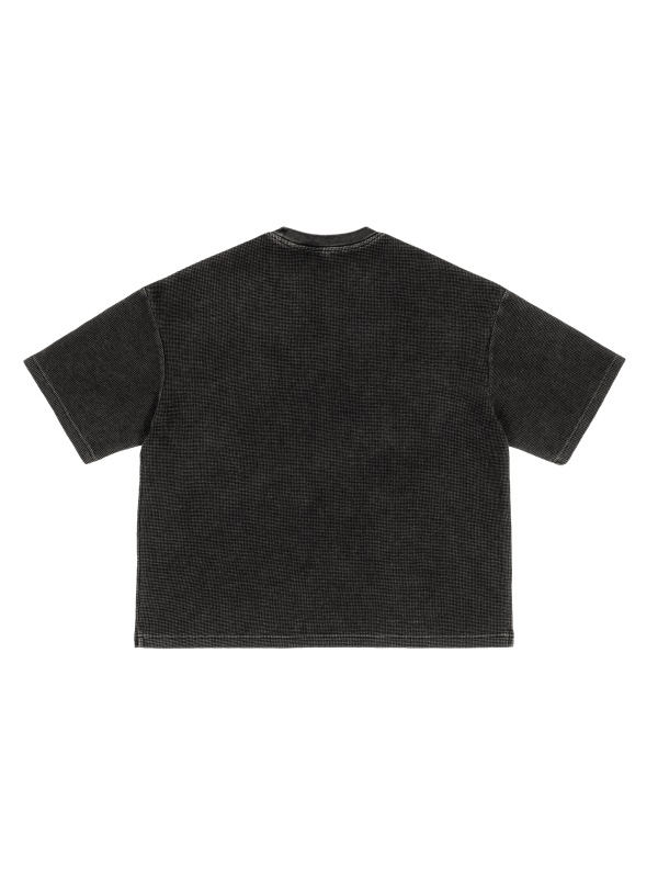 Waffle-Texture Washed Boxy T-shirt #RT0015 | TAPSTITCH
